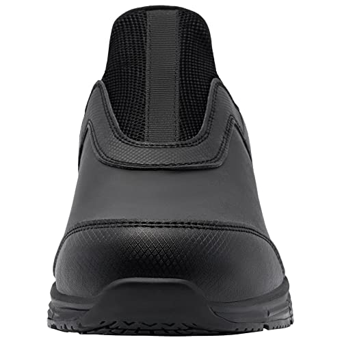 LARN SAFETY Non Slip Work Shoes for Men Waterproof Food Service Kitchen Shoe Chef Restaurant Slip-on Comfortable Casual Walking Shoes Slip Resistant Black/9.5