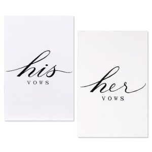 caravelove vow books for wedding vow books his and hers (white+ white/black lettering)