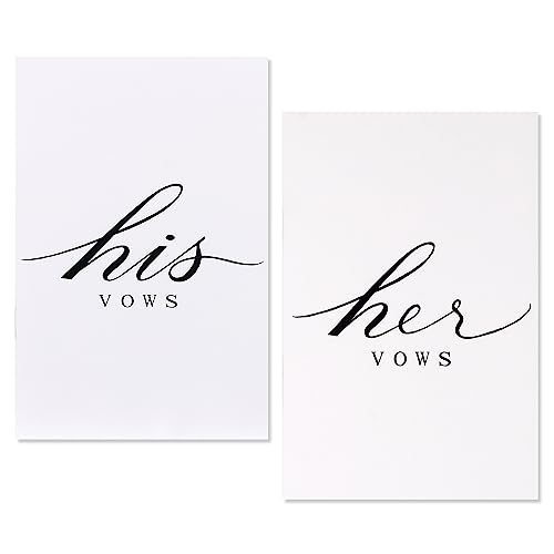 CARAVELOVE Vow Books for Wedding Vow Books His and Hers (White+ White/Black Lettering)