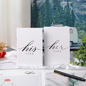 CARAVELOVE Vow Books for Wedding Vow Books His and Hers (White+ White/Black Lettering)