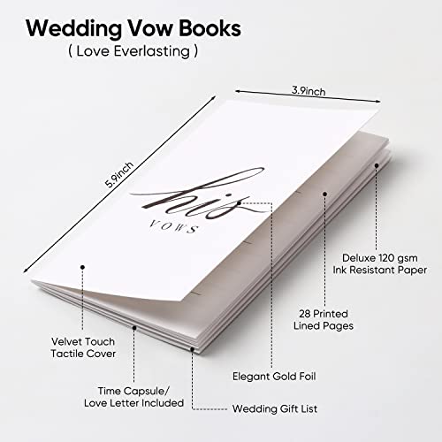 CARAVELOVE Vow Books for Wedding Vow Books His and Hers (White+ White/Black Lettering)