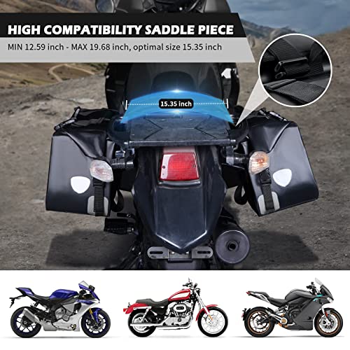 NICECNC 55L Motorcycle Saddle Bags, IPX6 Waterproof Motorcycle Luggage Saddlebags, Motorbike Side Travel Bags, No Sagging Reinforced Bottom Compatible with Harley Honda Suzuki Yamaha BMW Gray 2PCS