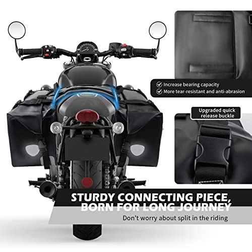 NICECNC 55L Motorcycle Saddle Bags, IPX6 Waterproof Motorcycle Luggage Saddlebags, Motorbike Side Travel Bags, No Sagging Reinforced Bottom Compatible with Harley Honda Suzuki Yamaha BMW Gray 2PCS