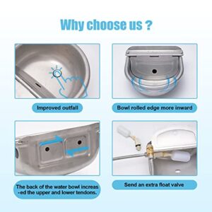 Automatic Dog Water Bowl Dispenser, Stainless Steel Water Feeder Trough for Livestock Horse Cow, Farm Animal Waterer Dispenser with Drainage Hole