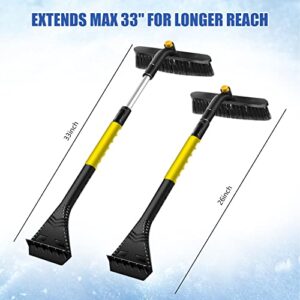 Aolbic Ice Scrapers for Car Windshield, Snow Brush for Car, 33" Ice Scraper and Extendable Snow Brush, with Ergonomic Foam Grip 360° Pivoting Brush Head Snow Scraper for Cars, Trucks, SUVs