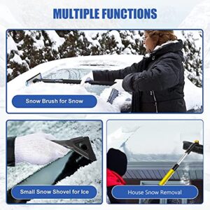 Aolbic Ice Scrapers for Car Windshield, Snow Brush for Car, 33" Ice Scraper and Extendable Snow Brush, with Ergonomic Foam Grip 360° Pivoting Brush Head Snow Scraper for Cars, Trucks, SUVs