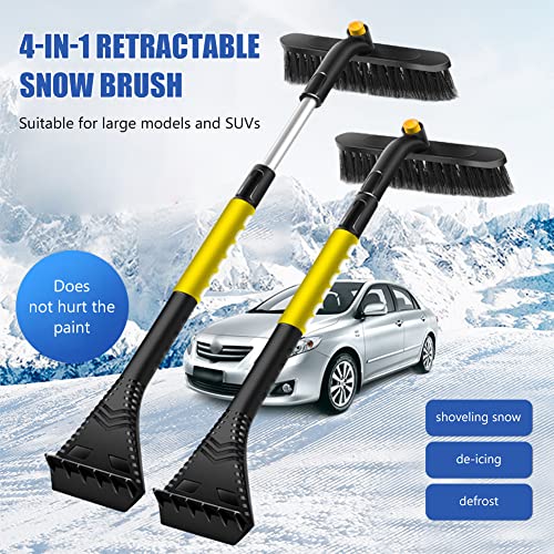 Aolbic Ice Scrapers for Car Windshield, Snow Brush for Car, 33" Ice Scraper and Extendable Snow Brush, with Ergonomic Foam Grip 360° Pivoting Brush Head Snow Scraper for Cars, Trucks, SUVs