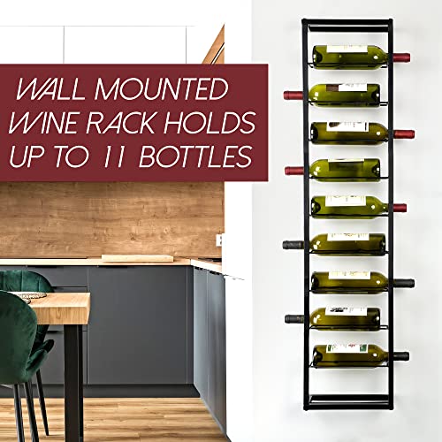 AQAREA Wall Mounted Wine Rack: Metal Hanging 10 Bottle Wine Holder - Black Wine Storage Rack