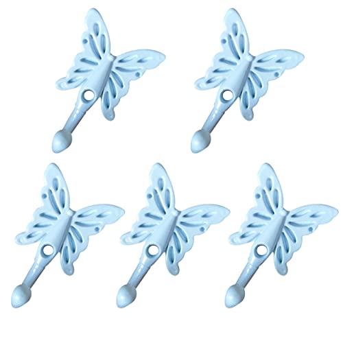 AOLZUNK 5 PCs White Color Butterfly Shaped Wall Hooks Wall Mounted Hanger for Hanging Towels Clothes Scarves Keys Bedroom Bathroom Kitchen Hat Coat