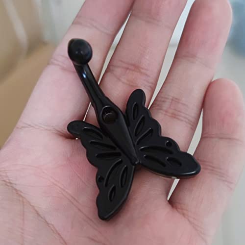 AOLZUNK 5 PCs Black Color Butterfly Shaped Wall Hooks Wall Mounted Hanger for Clothes Towel Coat Hat Butterfly Patterned