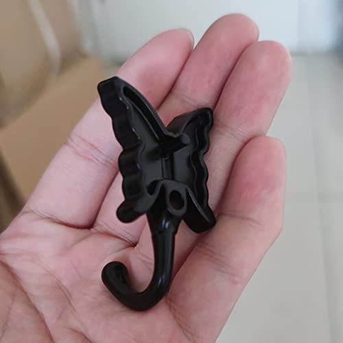 AOLZUNK 5 PCs Black Color Butterfly Shaped Wall Hooks Wall Mounted Hanger for Clothes Towel Coat Hat Butterfly Patterned