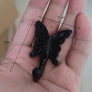 AOLZUNK 5 PCs Black Color Butterfly Shaped Wall Hooks Wall Mounted Hanger for Clothes Towel Coat Hat Butterfly Patterned