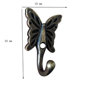 AOLZUNK 5 PCS Vintage Wall Mounted Hanger Hooks, Butterfly Hanger Hardware for Bedroom Bathroom Kitchen Clothes Hat Coat Towel with Screws, Bronze, Zinc Alloy