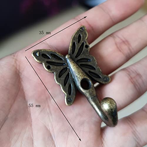 AOLZUNK 5Sets Antique Hangers Butterfly Patterned Wall Mounted Hanger Bronze Hooks Butterfly Hooks for Bedroom Bathroom Kitchen Clothes Hat Coat Towel with Screws