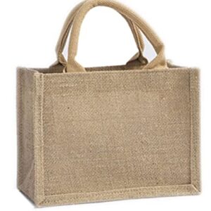 Dual Dou Small Burlap Jute Tote Bags-Bridesmaid Gift Bags burlap bags with handles for women bride beach bag,grocery shopping