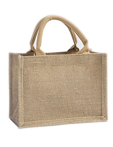 Dual Dou Small Burlap Jute Tote Bags-Bridesmaid Gift Bags burlap bags with handles for women bride beach bag,grocery shopping