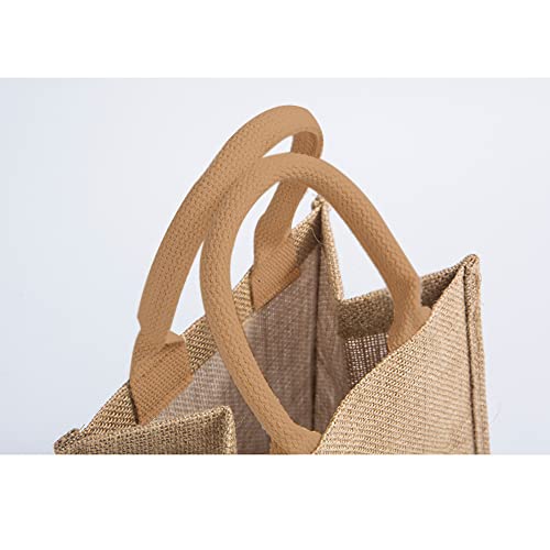 Dual Dou Small Burlap Jute Tote Bags-Bridesmaid Gift Bags burlap bags with handles for women bride beach bag,grocery shopping