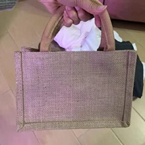 Dual Dou Small Burlap Jute Tote Bags-Bridesmaid Gift Bags burlap bags with handles for women bride beach bag,grocery shopping