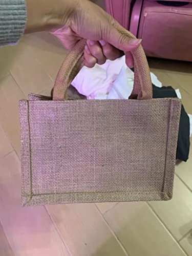 Dual Dou Small Burlap Jute Tote Bags-Bridesmaid Gift Bags burlap bags with handles for women bride beach bag,grocery shopping