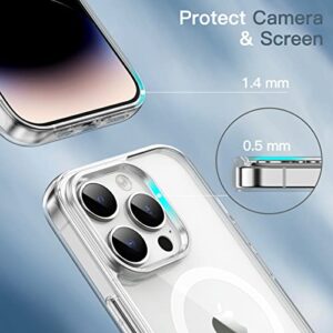 JETech Magnetic Case for iPhone 14 Pro 6.1-Inch (NOT for iPhone 14 Pro Max 6.7-Inch) Compatible with MagSafe Wireless Charging, Shockproof Phone Bumper Cover, Anti-Scratch Clear Back (Clear)