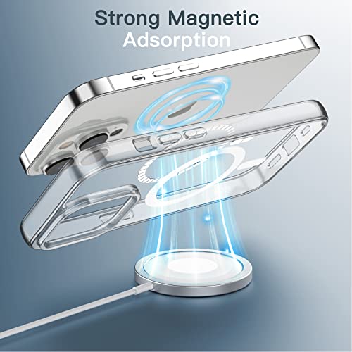 JETech Magnetic Case for iPhone 14 Pro 6.1-Inch (NOT for iPhone 14 Pro Max 6.7-Inch) Compatible with MagSafe Wireless Charging, Shockproof Phone Bumper Cover, Anti-Scratch Clear Back (Clear)