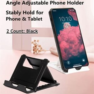 JUSDIQIR Cell Phone Stand for Desk Mobile Phone Holder Desktop Stand Foldable Phone Dock, Multi-Angle Universal Adjustable Tablet Stand Holder Compatible with Cell Phone Tablet for Desk (Black)