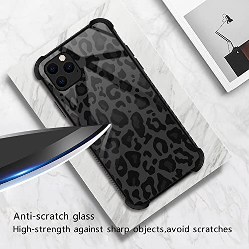 ZHEGAILIAN Case Compatible with iPhone 11 Pro,Black Grey Leopard Case for iPhone 11 Pro for Girls Women,Pattern Design Anti-Scratch Organic Glass Case for iPhone 11 Pro 5.8 inch