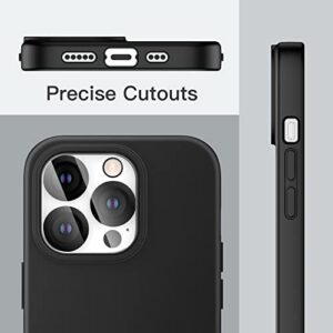 JETech 3 in 1 Silicone Case for iPhone 14 Pro 6.1-Inch, with 2-Pack Screen Protector and 2-Pack Camera Lens Protector, Full Coverage Tempered Glass Film, Shockproof Phone Cover (Black)