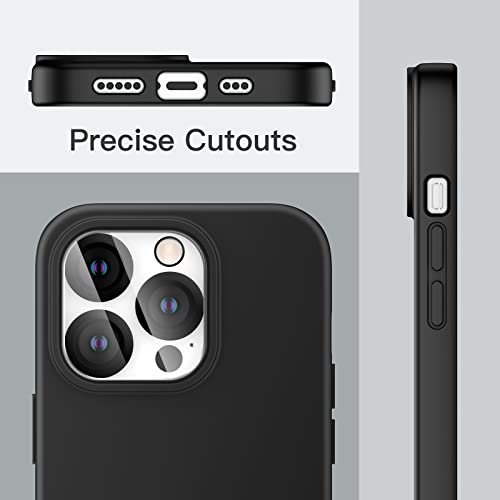 JETech 3 in 1 Silicone Case for iPhone 14 Pro 6.1-Inch, with 2-Pack Screen Protector and 2-Pack Camera Lens Protector, Full Coverage Tempered Glass Film, Shockproof Phone Cover (Black)