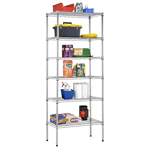 BestOffice Adjustable Wire Shelving Storage Shelves Heavy Duty Shelving Unit for Small Places Kitchen Garage (Chrome, 13" D x 23" W x 59" H)