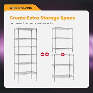 BestOffice Adjustable Wire Shelving Storage Shelves Heavy Duty Shelving Unit for Small Places Kitchen Garage (Chrome, 13" D x 23" W x 59" H)