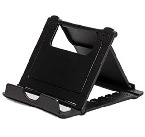 jusdiqir cell phone stand for desk mobile phone holders desktop tablet stand, foldable phone dock universal adjustable tablet stand for desk compatible with cell phone support (black)