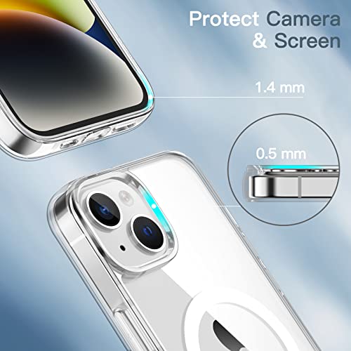 JETech Magnetic Case for iPhone 14 Plus 6.7-Inch Compatible with MagSafe Wireless Charging, Shockproof Phone Bumper Cover, Anti-Scratch Clear Back (Clear)