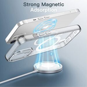 JETech Magnetic Case for iPhone 14 Plus 6.7-Inch Compatible with MagSafe Wireless Charging, Shockproof Phone Bumper Cover, Anti-Scratch Clear Back (Clear)