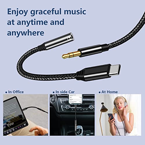 YAODEMA USB Type-C to 3.5 Headphone Audio Conversion Cable and 3.5mm AUX Audio Cable (3 Pieces)