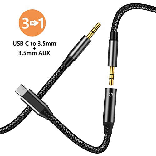 YAODEMA USB Type-C to 3.5 Headphone Audio Conversion Cable and 3.5mm AUX Audio Cable (3 Pieces)