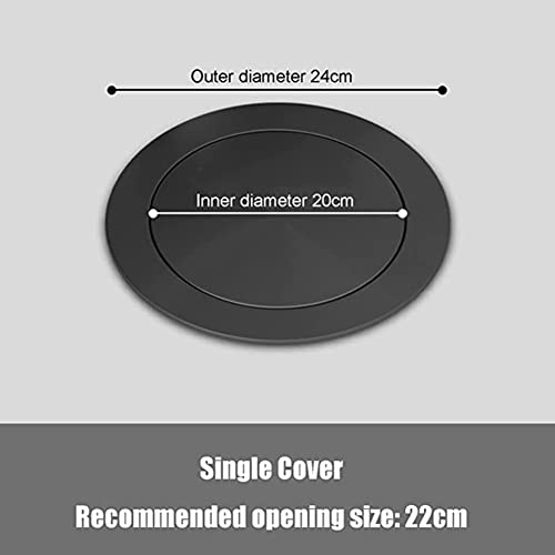 Trash Cans Lids, Stainless Steel Trash Grommet Countertop Built-in Trash Bin Balance Flap Cover Round Recessed Counter Top Cover Waste Chute Wastebasket Cover XJJUN ( Color : Black , Size : D-24cm )