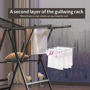 WYCQKL Clothes Drying Rack with 4 S Hooks, Space Saving Clothes Dryer, Fold Flat Laundry Rack for Small Item