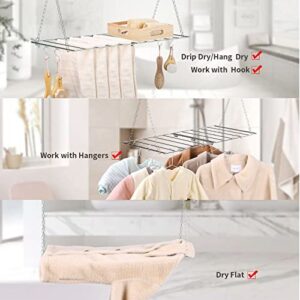 WYCQKL Clothes Drying Rack with 4 S Hooks, Space Saving Clothes Dryer, Fold Flat Laundry Rack for Small Item