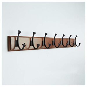 rureu coat rack hook wall mounted,modern coat hook hanger with metal hook, for door entryway bathroom kitchen bedroom/wood color/7 hooks