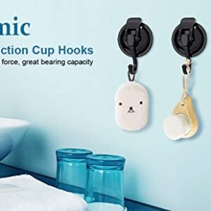 iRomic Heavy Duty Vacuum Suction Cup Hooks (2Pack) for Shower,Glass Window,Kitchen&Bathroom&Restroom Organization,Black.