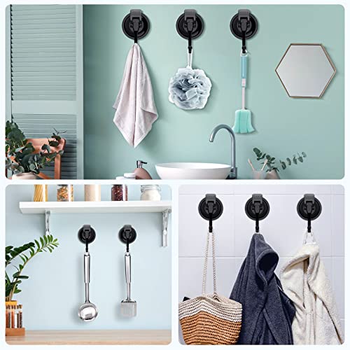 iRomic Heavy Duty Vacuum Suction Cup Hooks (2Pack) for Shower,Glass Window,Kitchen&Bathroom&Restroom Organization,Black.