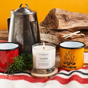 Outdoor Fellow | Campfire Scented Candle | 40+ Hour Burn Time | Coconut & Apricot Wax Blend | Luxury Jar Candle for Home (8oz)