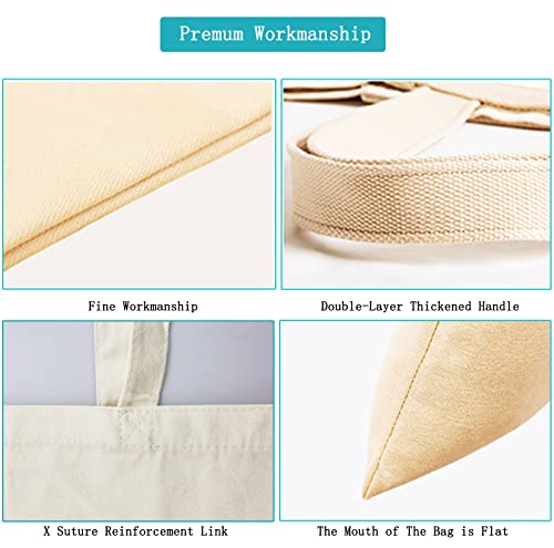 Canvas Tote Bags, Blank Plain Canvas Bag Lightweight Reusable Grocery Shopping Cloth Bags with Handles for DIY Crafting and Decorating ,15 Inch W x 17.8 Inch H (1 pcs)