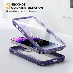 Diaclara Designed for iPhone 14 Pro Max Case 6.7 Inch with Screen Protector Touch Sensitive, [2023 Upgraded] 360 Full Body Bumper Cover+9H Glass Camera Lens Protector (Royal Purple)