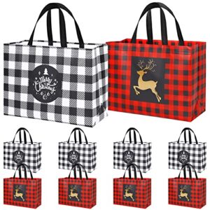 yangte 8 pack extra large christmas gift bags, reusable tote bags with handle non-woven christmas grocery shopping totes for holiday xmas, 16.9 * 12.6 * 6.8"
