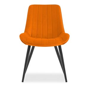 rovozar dining chair, bright orange velvet,modern dining chair furniture without armrest(set of 2 chairs)