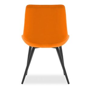 ROVOZAR Dining Chair, Bright Orange Velvet,Modern Dining Chair Furniture Without Armrest(Set of 2 Chairs)