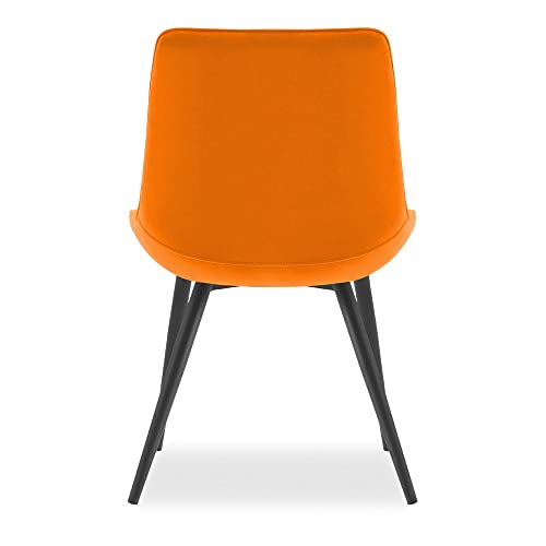 ROVOZAR Dining Chair, Bright Orange Velvet,Modern Dining Chair Furniture Without Armrest(Set of 2 Chairs)