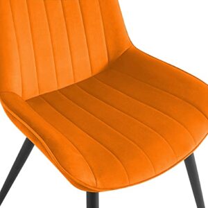 ROVOZAR Dining Chair, Bright Orange Velvet,Modern Dining Chair Furniture Without Armrest(Set of 2 Chairs)